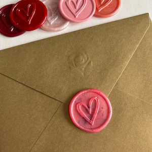 Sello de cera en forma de corazón para tarjetas, sobres, etiquetas de regalo, configuraciones de mesa