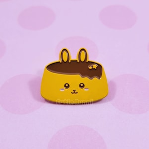 Pudding Bun Mini Enamel Pin | Bunny Rabbit Cute Kawaii Dessert Flan