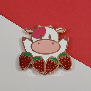 Strawberry Cow Enamel Pin | Story of Seasons | Harvest Moon