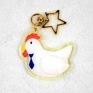 Chaveiro de acrílico com pingente de gravata de galinha empresarial