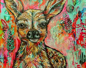 Goldie Deer- Colorful Deer Art Print  (Shelby Willis Spirit Animal Collection)