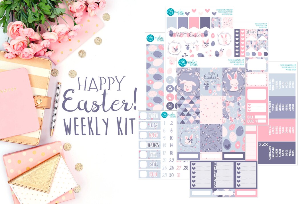 Happy Easter Erin Condren Christmas Weekly Sticker Kit - Etsy