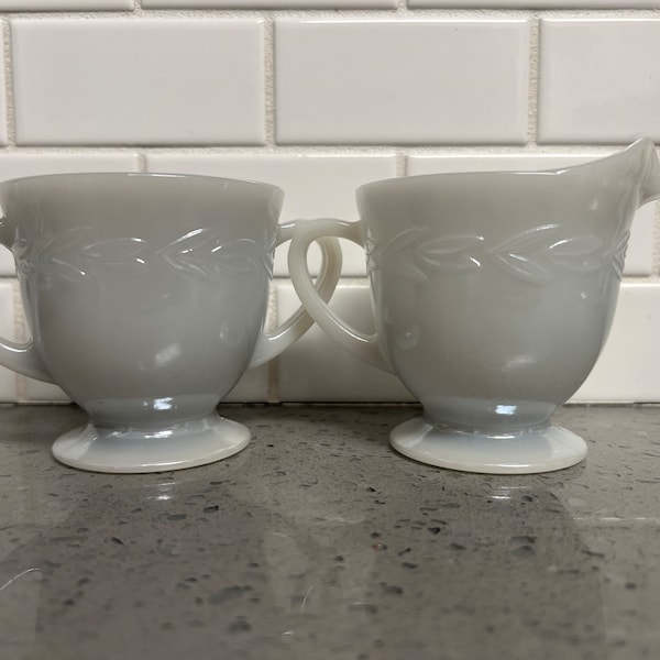 Fire King Grey Laurel Cream and Sugar Set