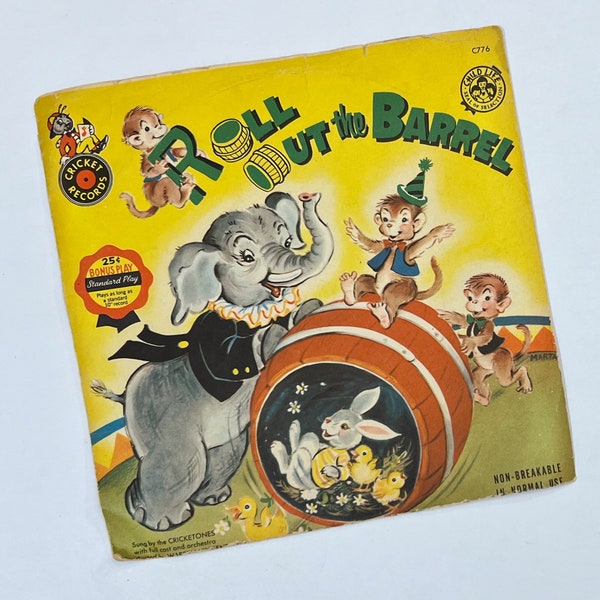 Roll Out the Barrel. Circus. Child Life Cricket Records. 1950s. 1960s. Elephant. Monkey. Rabbit. 45 RPM.