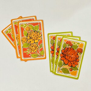 6 Spielkarten in Gelb & Orange mit Blumen. Zitrus. Florida. Sonnenschein. Junk Journal Versorgung