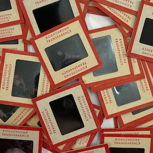 Set of 12 Vintage Kodachrome Transparency Slides. Red Border. Junk Journal Supply