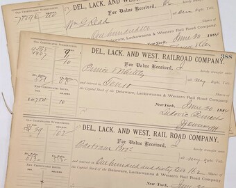 Set of Six Beautifully Aged Ledger Sheets. 1880s. Hand lettering. Railroad. Junk Journal Supply