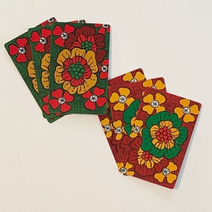 Set of Six Mod Flowers Playing Cards. 1980s. 1970s. Junk Journal Supply