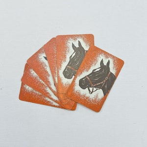 Set of 6 Miniature Tom Thumb Playing Cards. Horses. Horseback Riding. Morgan. Chestnut. Card Swap. Junk Journal Supply
