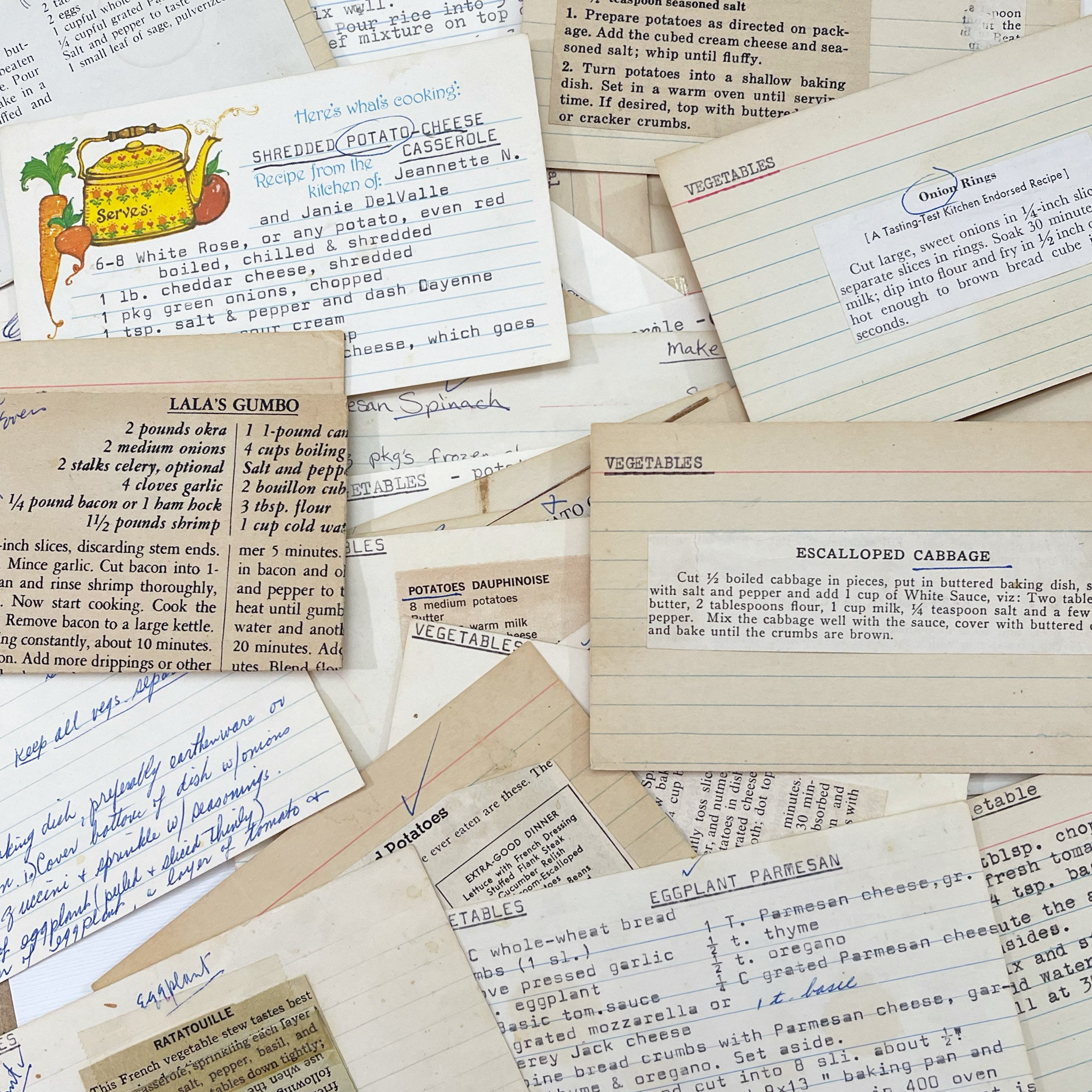 Set of 10 Vintage Recipe Cards. 1950s. 1960s. Vintage Kitchen. Cooking