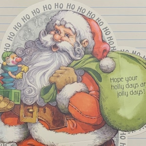 Ensemble de 3 cartes de Noël Hallmark vintage. Dongxiang. Plier. Rond. Sac. Jouets