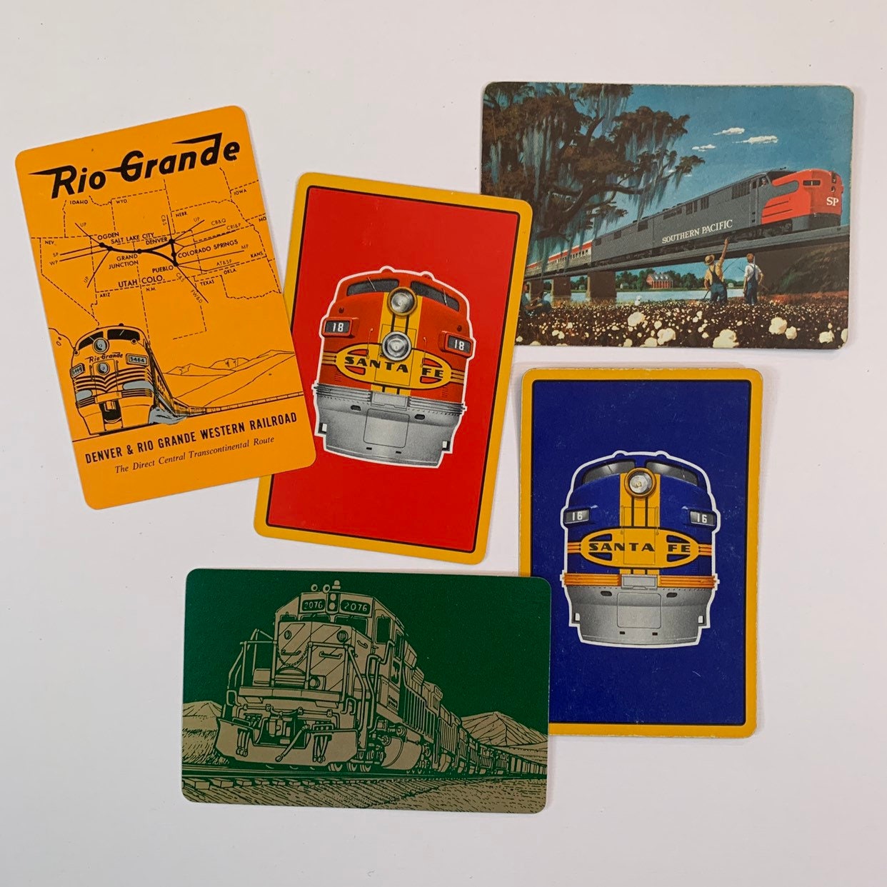 Set of 5 Railroad Train Playing Cards. Santa Fe. Rio Grande. Etsy