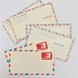 Set of 6 NOS Airmail Envelopes. Red White & Blue. Military. Veteran. Junk Journal Supply