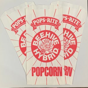 Set of 5 Red Pops Rite Popcorn Bags. Junk Journal Supply. Pocket. Tuck Spot.