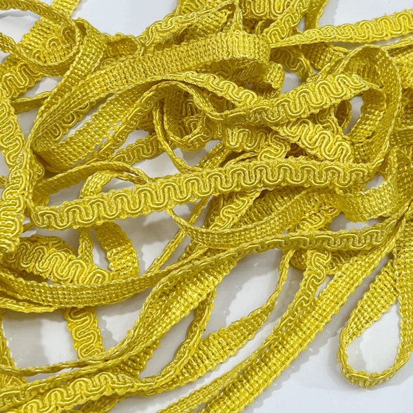Bright Yellow Braid Trim. 1/2” wide. Pillow Edging. Curtains. Junk Journal Supply.