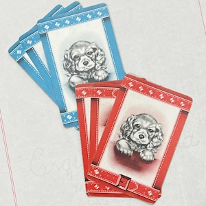 Juego de 6 cartas de sweet cocker spaniel Puppy. Caballero. Suministro de revistas basura
