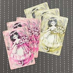 Conjunto de 6 lindas cartas de jogar para meninas. década de 1940. Jardinagem. Fornecimento de diário indesejado