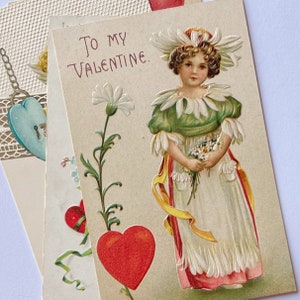 4 cartoline vintage di San Valentino con bambini. Margherite. Cupido. Prodotto in Germania