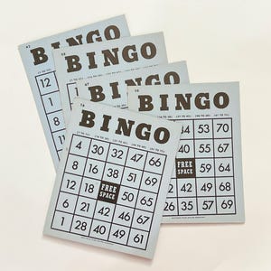 Set of Five, Pretty Solid Light Blue Bingo Cards. Banner Cards. Display Card. Junk Journal Supply