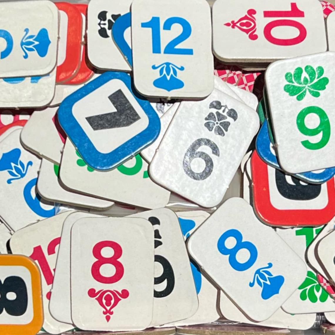 Number Tile Graphics Set of 16 Vintage Cardboard Number Tiles. Collage Art. Junk Journal ...