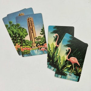 6er Set Vintage Spielkarten mit Flamingos. Florida. Urlaub. Junk Journal Versorgung