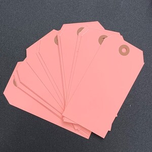 Set of 12 Pink Paper Shipping Tags. 4.75” by 2.25”. Junk Journal Supply. Collage Art
