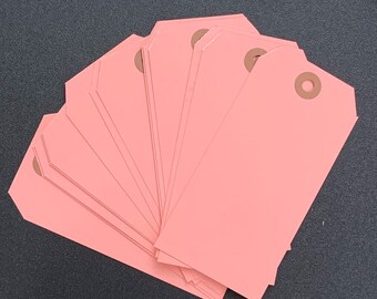 Set of 12 Pink Paper Shipping Tags. 4.75” by 2.25”. Junk Journal Supply. Collage Art