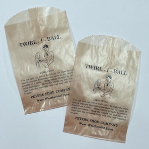 Set of 2 Vintage NOS Weatherbird Shoes Twirl-I-Ball Bags. Junk Journal Supply. Pocket. Tuck Spot. Boy. Game