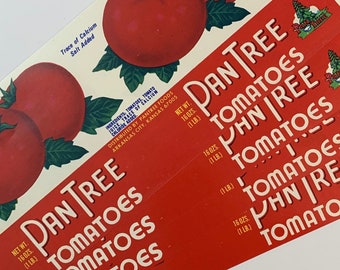 Set of 5 NOS Tomato Can Labels. Junk journal. Vintage kitchen. Vintage Cooking