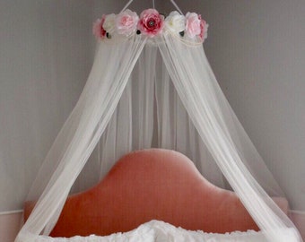 Rhinestone Flower Canopy, Bed Canopy, Floral Canopy, Flower Canopy, Crib Canopy