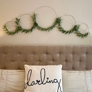 Hoop Wreath, Asymmetrical Wreath, Metal Hoop Wreath, Eucalyptus Wreath, Boxwood Wreath, Modern Farmhouse Wreath, Boho Wreath