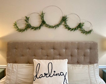 Hoop Wreath, Asymmetrical Wreath, Metal Hoop Wreath, Eucalyptus Wreath, Boxwood Wreath, Modern Farmhouse Wreath, Boho Wreath