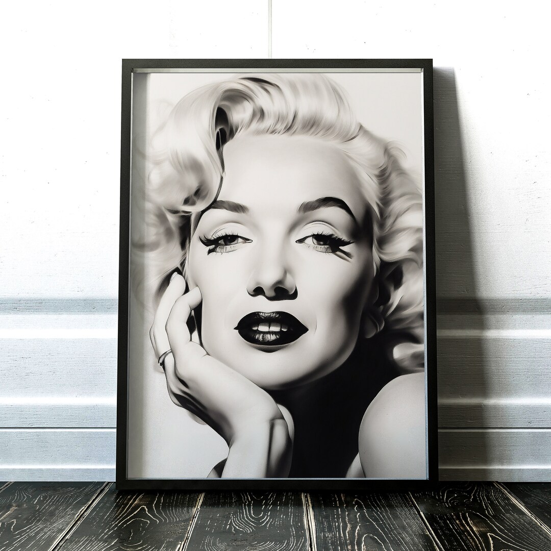 Marilyn Monroe Hand Drawn Portrait Digitized Illustration Poster Print ...
