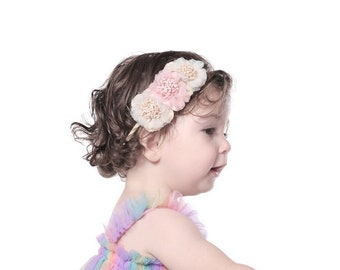 Baby Flower Headband, Baby Flower Crown, Baby Headband Pink, Baby Headband Blue, Newborn Photography Prop, Baby Flower Crown Headband