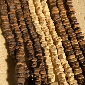 Coconut Bead Strand, Square Heishi Beads, Mixed Color, 6~8x2~6mm, Hole: 1.6mm, about (40cm)