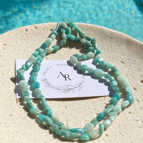 Amazonite Strand (39cm) nugget tumble style bead assorted sizes ranging 8x5mm