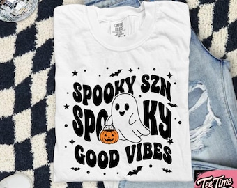 Spooky Season Retro Halloween SVG | Fall Svg | Spooky Good Vibes Svg | Spooky Ghost Svg | Halloween Shirt Design | Retro Ghost Svg