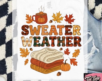 Trui weer SVG | Herfst-svg | Herfst shirt Svg | Herfst sublimatie Svg | Schattig herfst Svg | Trendy herfstshirt-svg