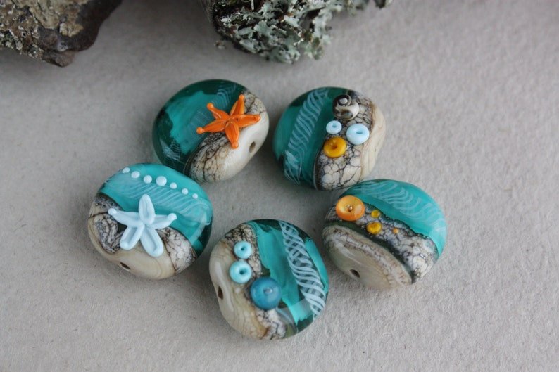 Lampwork Ocean Beads Handmade Glass Beads Lampwork green Etsy