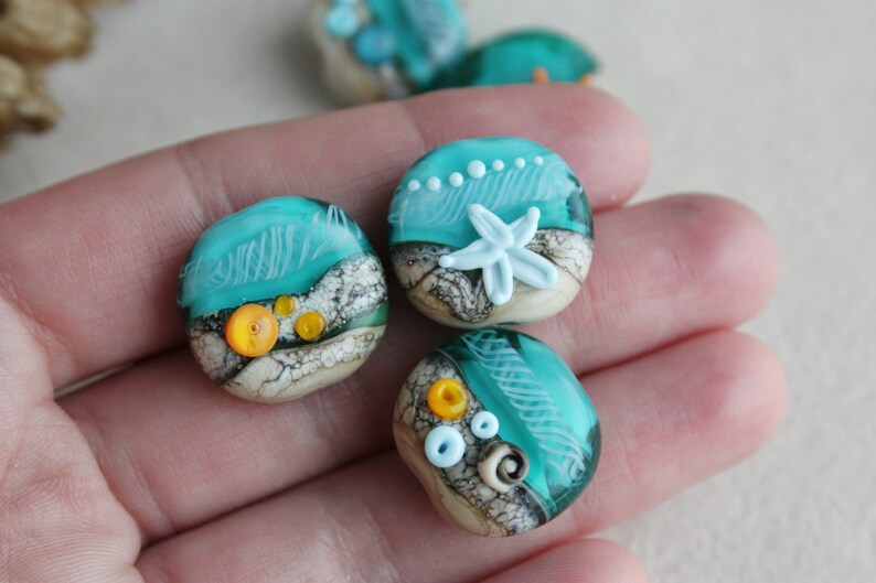 Lampwork Ocean Beads Handmade Glass Beads Lampwork green Etsy