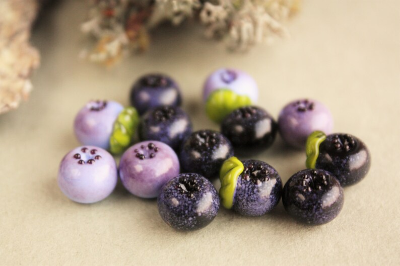 Glass Blueberry / Lampwork Wild Berry Beads / Blueberries / Etsy