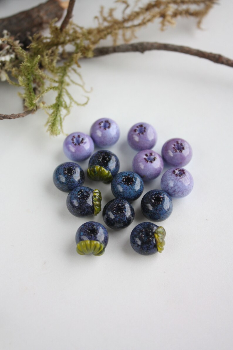 Glass Blueberry / Lampwork Wild Berry Beads / Blueberries / Etsy