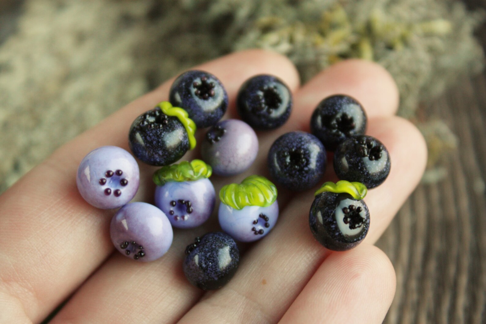 Glass Blueberry / Lampwork Wild Berry Beads / Blueberries / Etsy