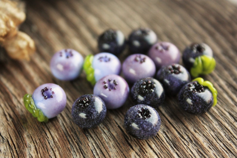Glass Blueberry / Lampwork Wild Berry Beads / Blueberries / Etsy