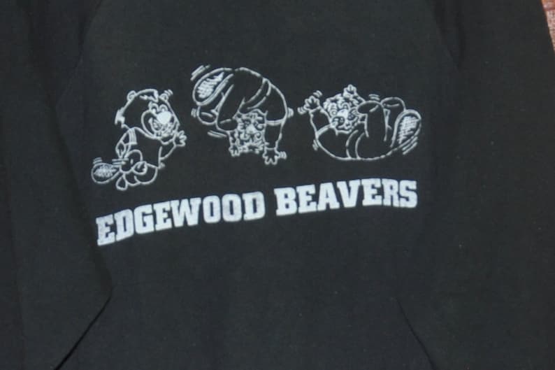 Vintage 90s Edgewood Beavers Sweater Sweatshirt Black XL Saiz