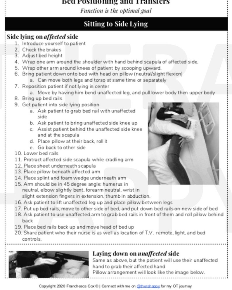 Bed Positioning and Transfers Tips Sheet for Acute Rehabilitation,pt ...