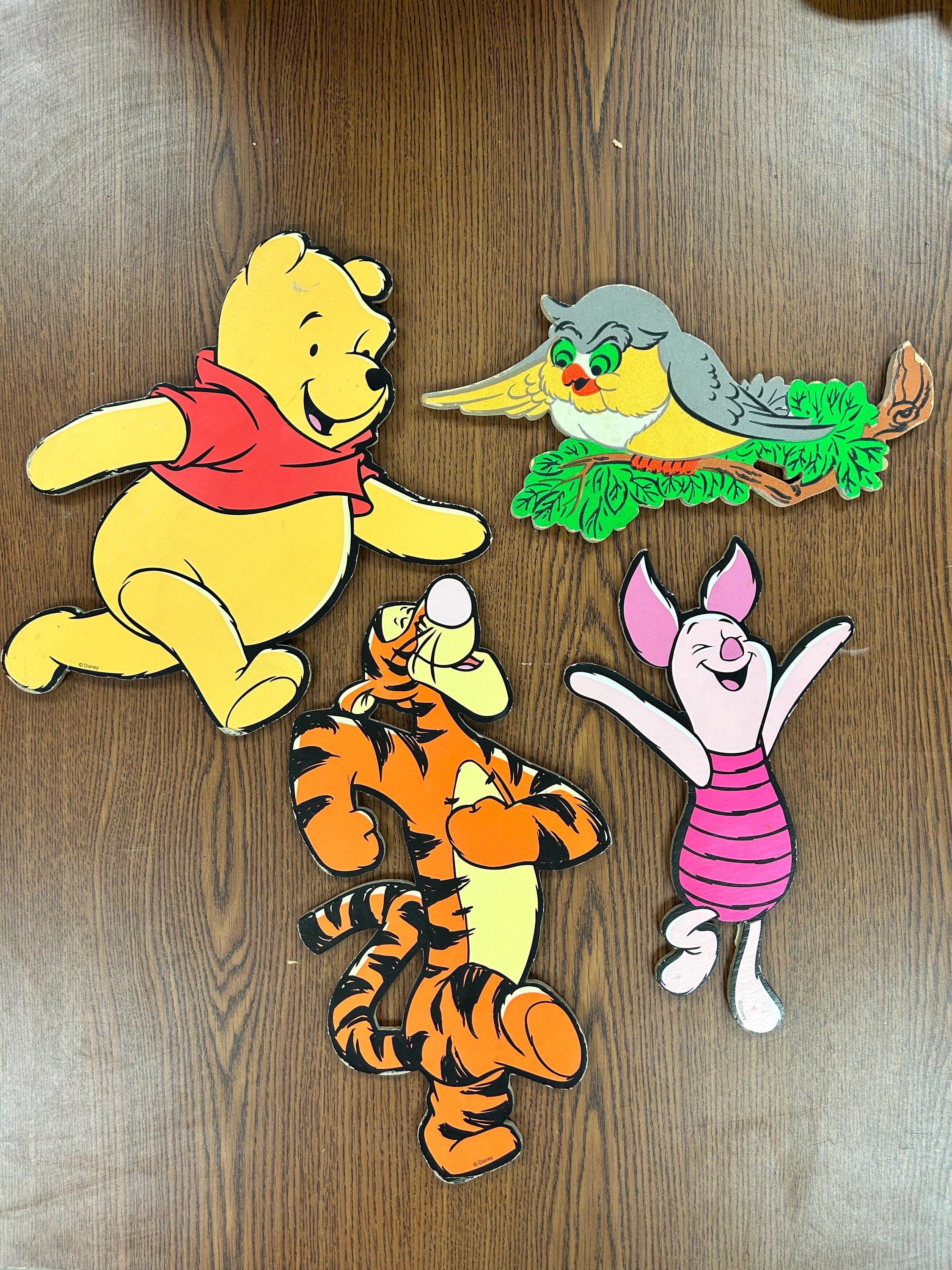 Vintage 90s Set of Disney Winnie the Pooh, Tigger, Piglet and Owl Cutouts