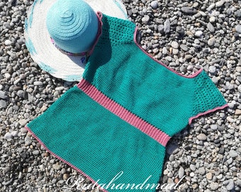 PDF pattern for modern crocheted top-down summer bicolor top