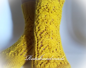 PDF pattern for knitted toe-down with afterthough heel socks "Summer wheat"