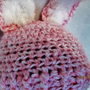 Pink Fluffy Bunny Ears Hat and Diaper Cover Great Easter Photo Prop Pink and white yarn. Cute Fluffy Bunny tail image 6